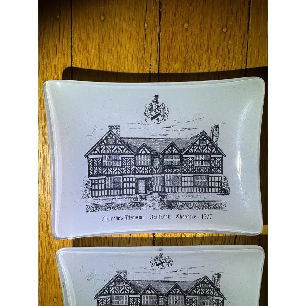 Pair of Vintage Trinket Dish Tray Ashtrays Cherches Mansion England